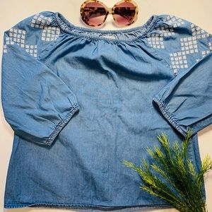 Old Navy Girls’ Off the shoulder Denim Shirt Sz L
